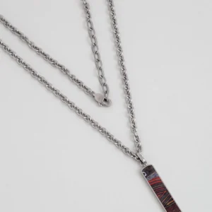 Carbon Fiber Detailed 65 cm Steel Necklace