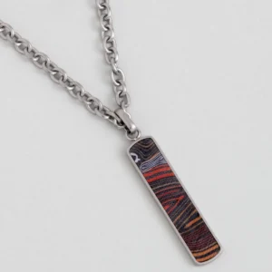 Carbon Fiber Detailed 65 cm Steel Necklace