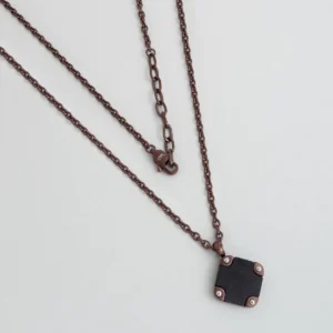 Carbon Fiber Detailed 65 cm Steel Necklace