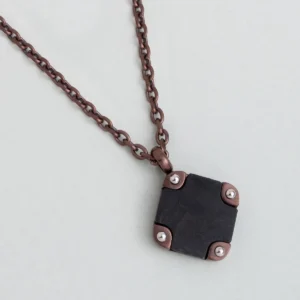 Carbon Fiber Detailed 65 cm Steel Necklace