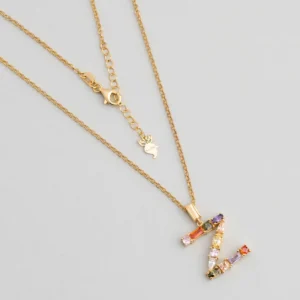 Mini Z Letter Sunlight Colored 18 Karat Yellow Gold Plated Silver Necklace