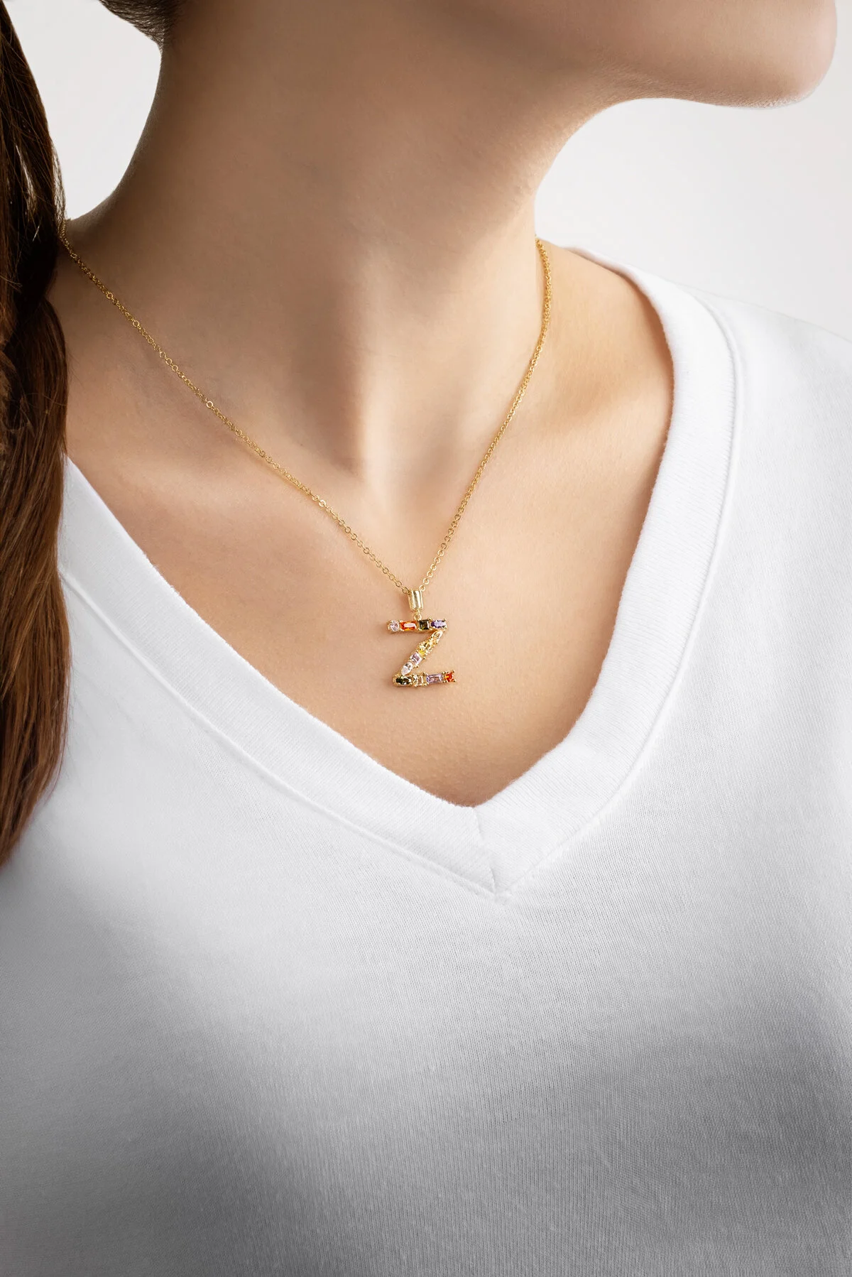 Mini Z Letter Sunlight Colored 18 Karat Yellow Gold Plated Silver Necklace - Image 2