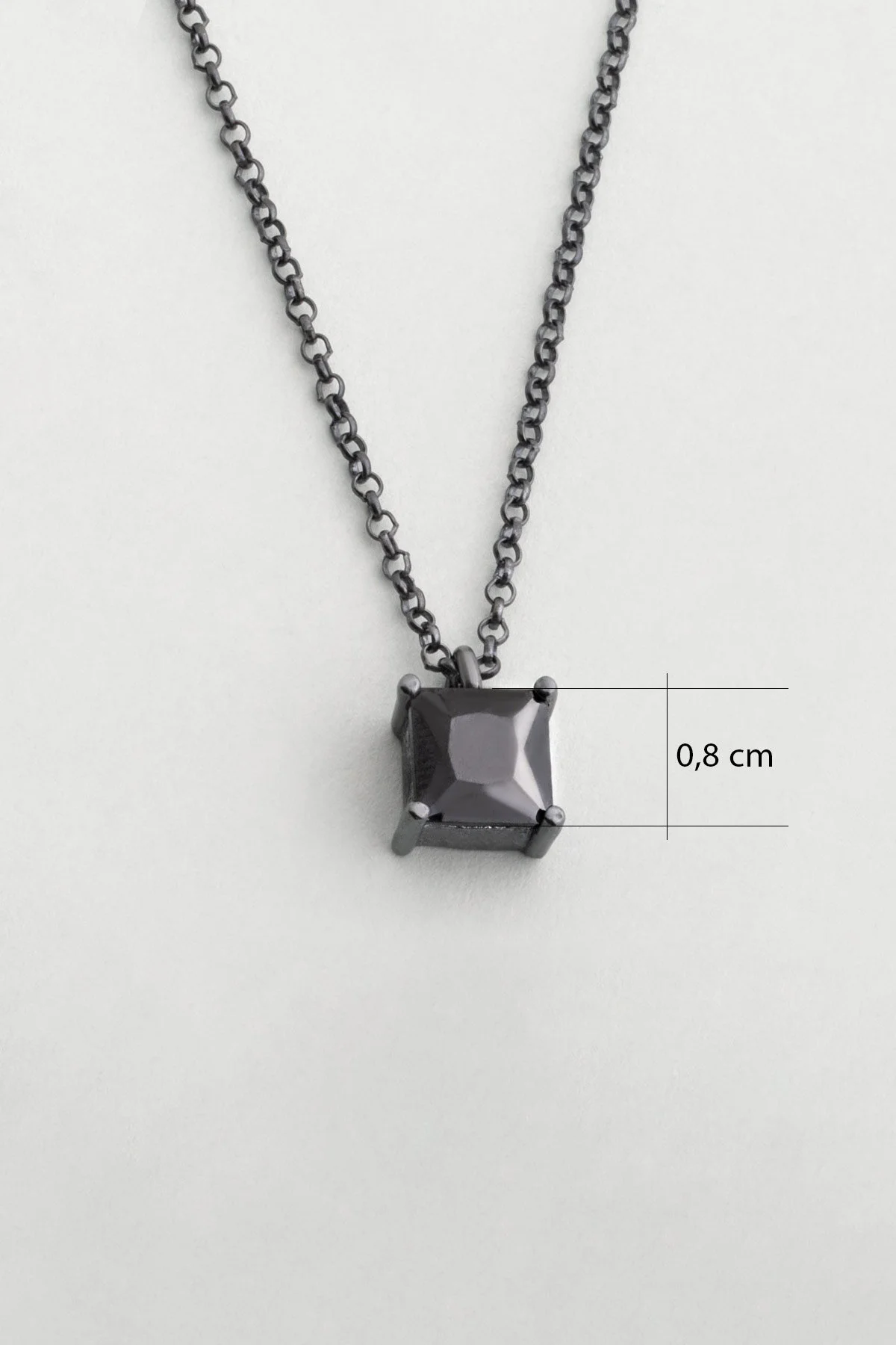 Zircon Stone Black Rhodium Plated 60 cm Silver Men's Necklace - Image 3