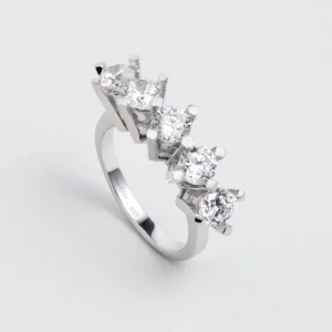 First Love 18K White Gold Plated Silver Five-Stone Ring