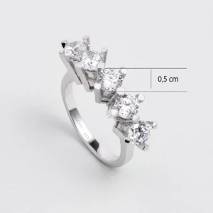 First Love 18K White Gold Plated Silver Five-Stone Ring