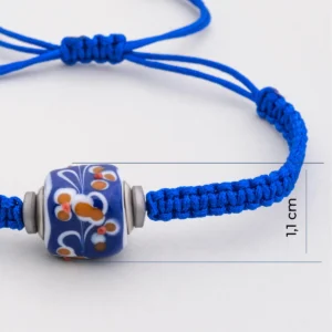 Murano Stone 18K White Gold Plated Adjustable Cord Silver Bracelet