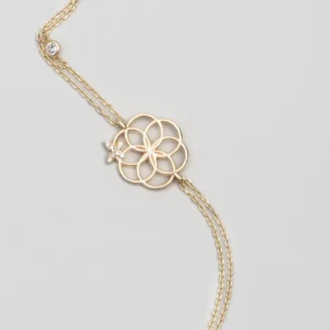 Life Flower 18 Karat Yellow Gold Plated 19 cm Silver Luck Bracelet