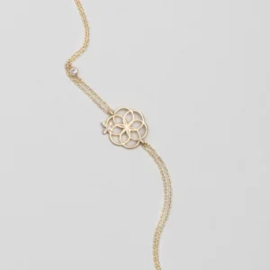 Life Flower 18 Karat Yellow Gold Plated 19 cm Silver Luck Bracelet