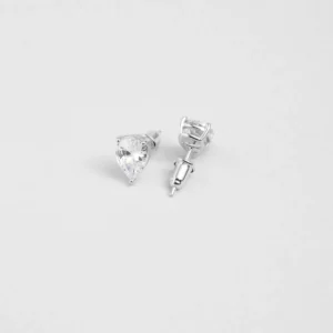 Zircon Stone 18 Karat White Gold Plated Silver Single Stone Earrings