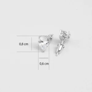 Zircon Stone 18 Karat White Gold Plated Silver Single Stone Earrings