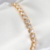Brass Square Model Women’s Bracelet with Zircon Stones in Gold Color and Adjustable Slider