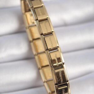 Stainless Steel Gold Color Nomination Charm Bracelet with Inscription