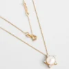 Diamond Collection 14K Yellow Gold 0.17 Carat Diamond Natural Pearl Necklace
