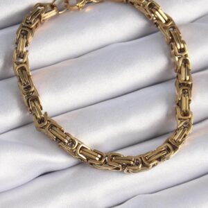 Stainless Steel Gold Color King Chain Model Men’s Bracelet