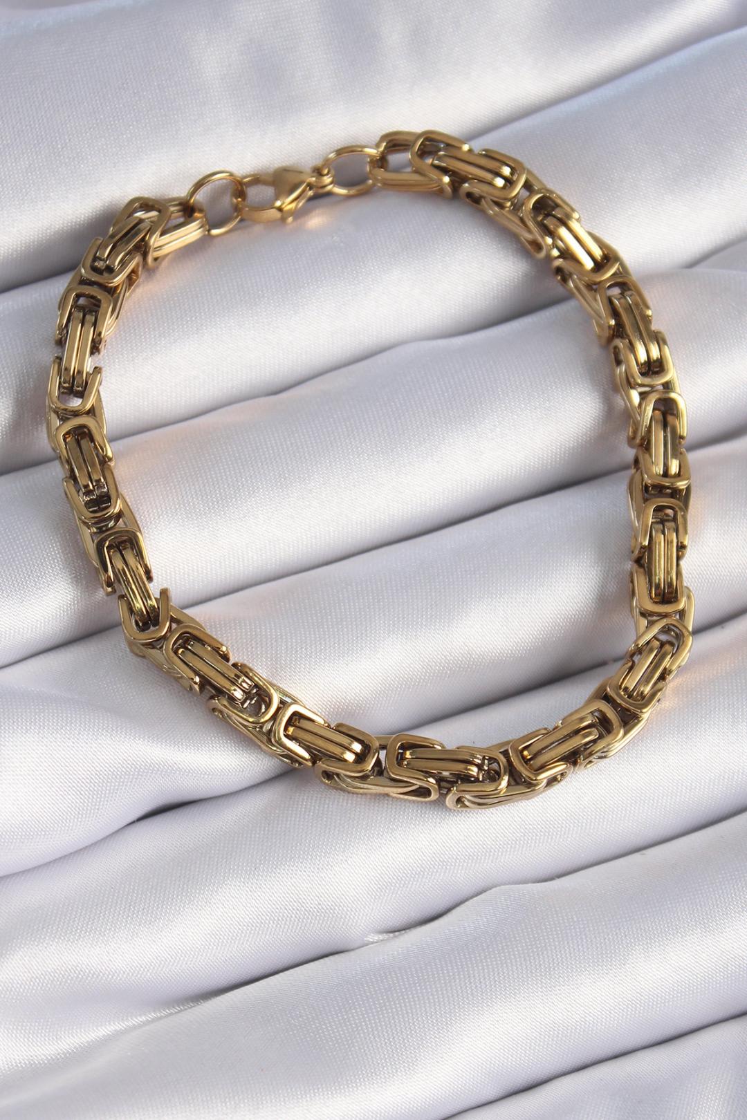 Stainless Steel Gold Color King Chain Model Men’s Bracelet