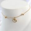 Stainless Steel Gold Color Women’s Anklet with Dangling Enamel Heart Figure and Beaded Detail