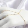 Gold Color Women’s Slave Bracelet with Beaded Chain X Design