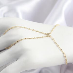 Gold Color Women’s Slave Bracelet with Beaded Chain X Design