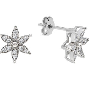 Diamond Crocus Flower Earrings