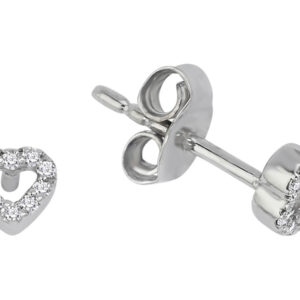 Tiny Heart Earrings with Diamond Stones